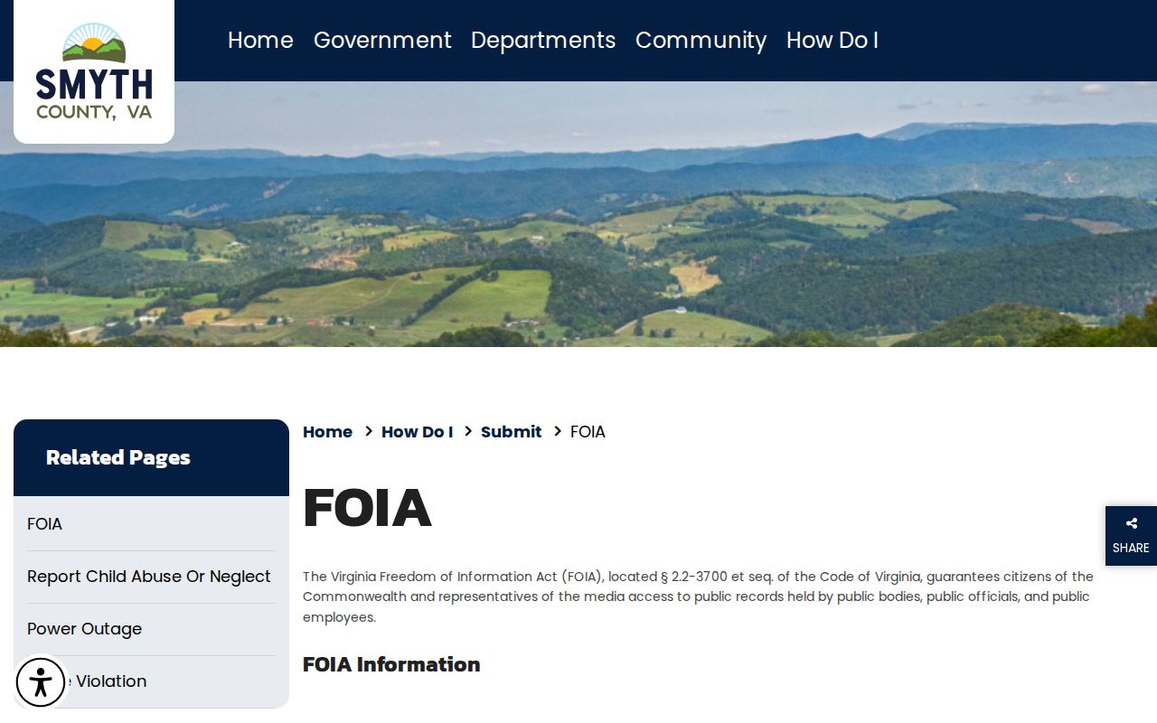 Smyth County booking-record FOIA request information